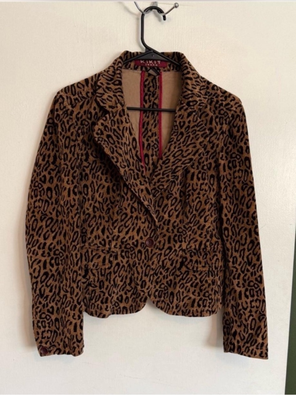 Kikit brown animal print micro corduroy blazer 
size small